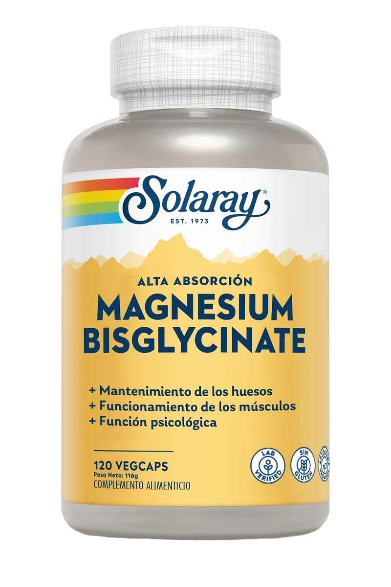 Magnesium Bisglycinate Solaray · 120 cápsulas, 120 cápsulas vegetales