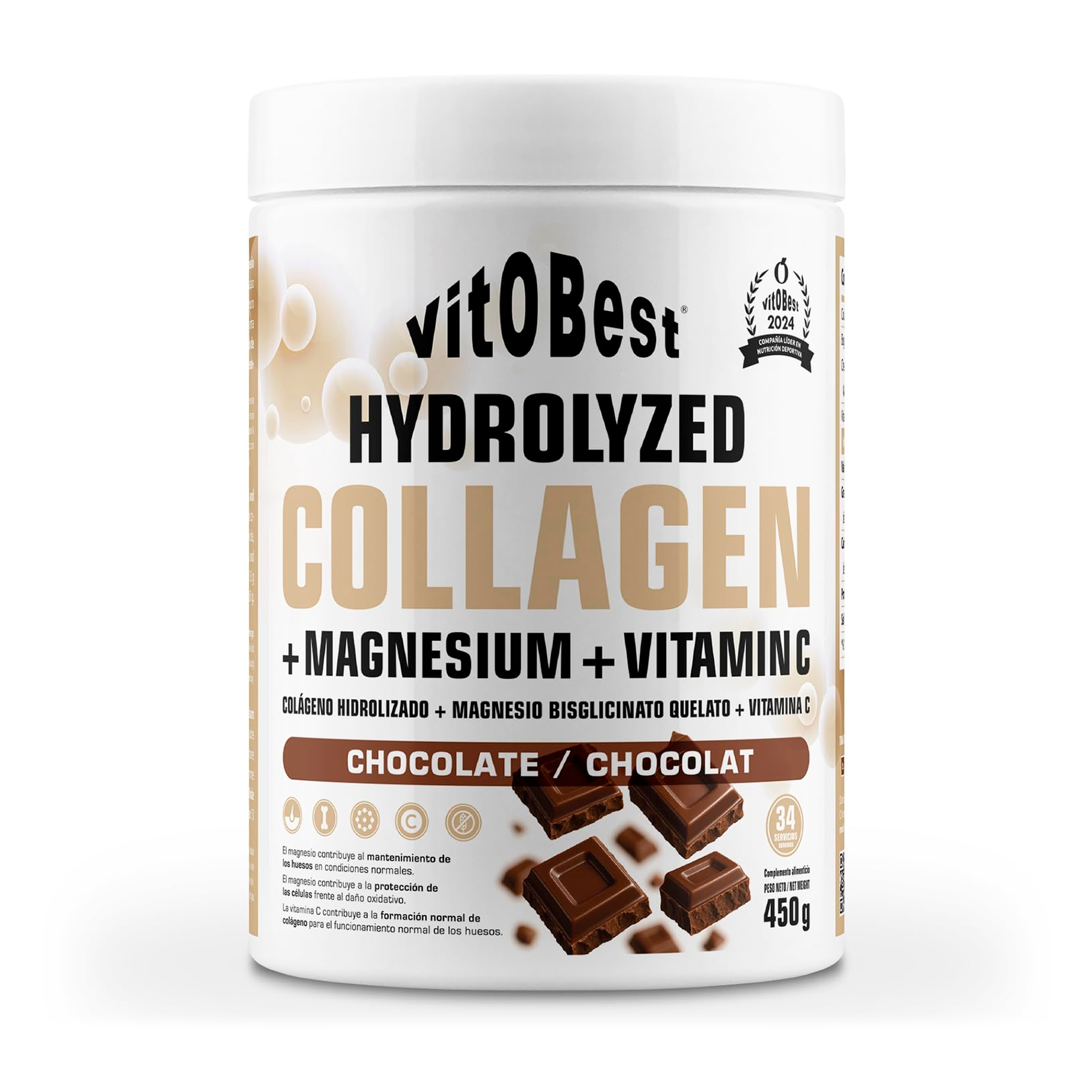 Collagen + Magnesium + Vitamin C · Chocolate, 450 g · chocolate
