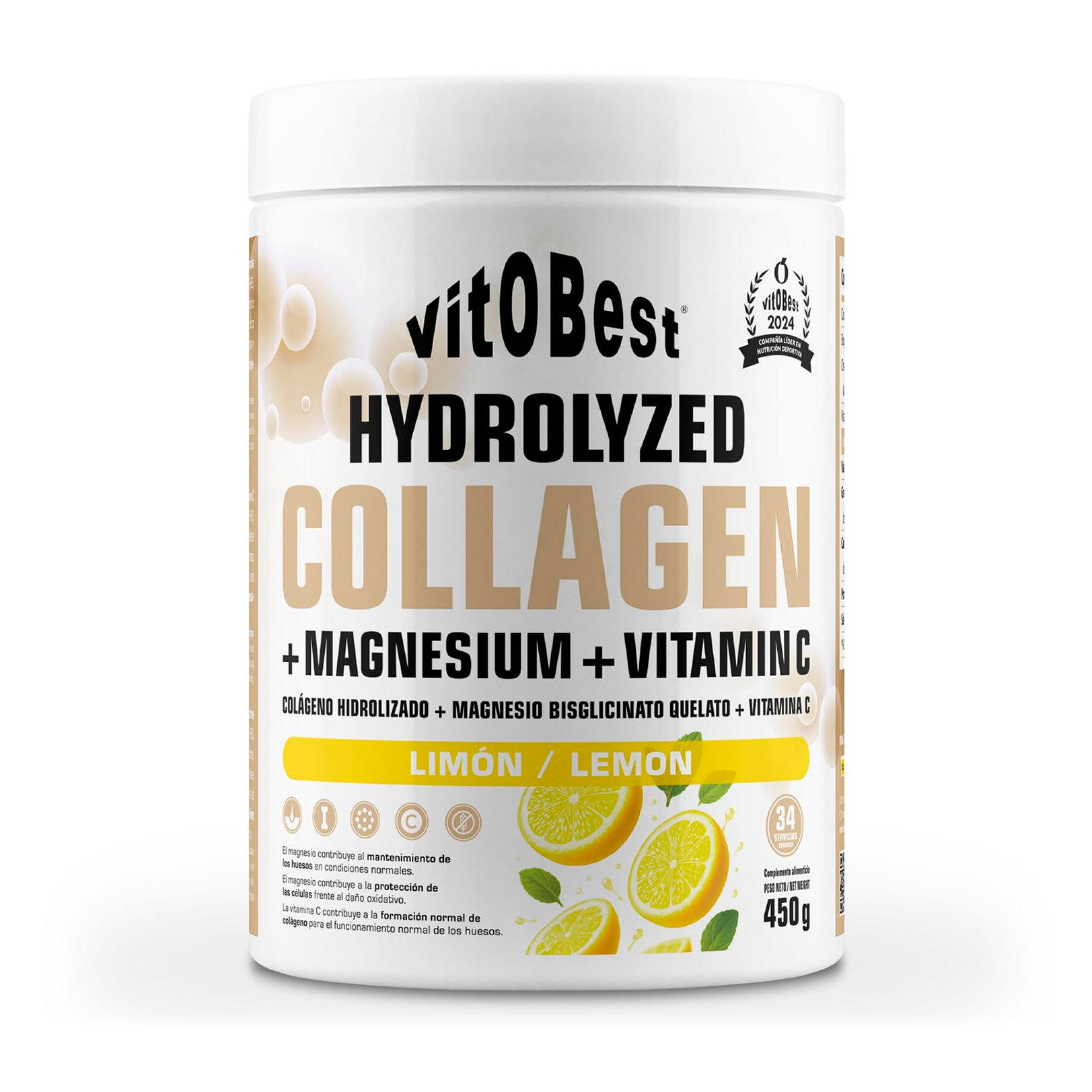 Collagen + Magnesium + Vitamin C · Limón, 450 g · limón