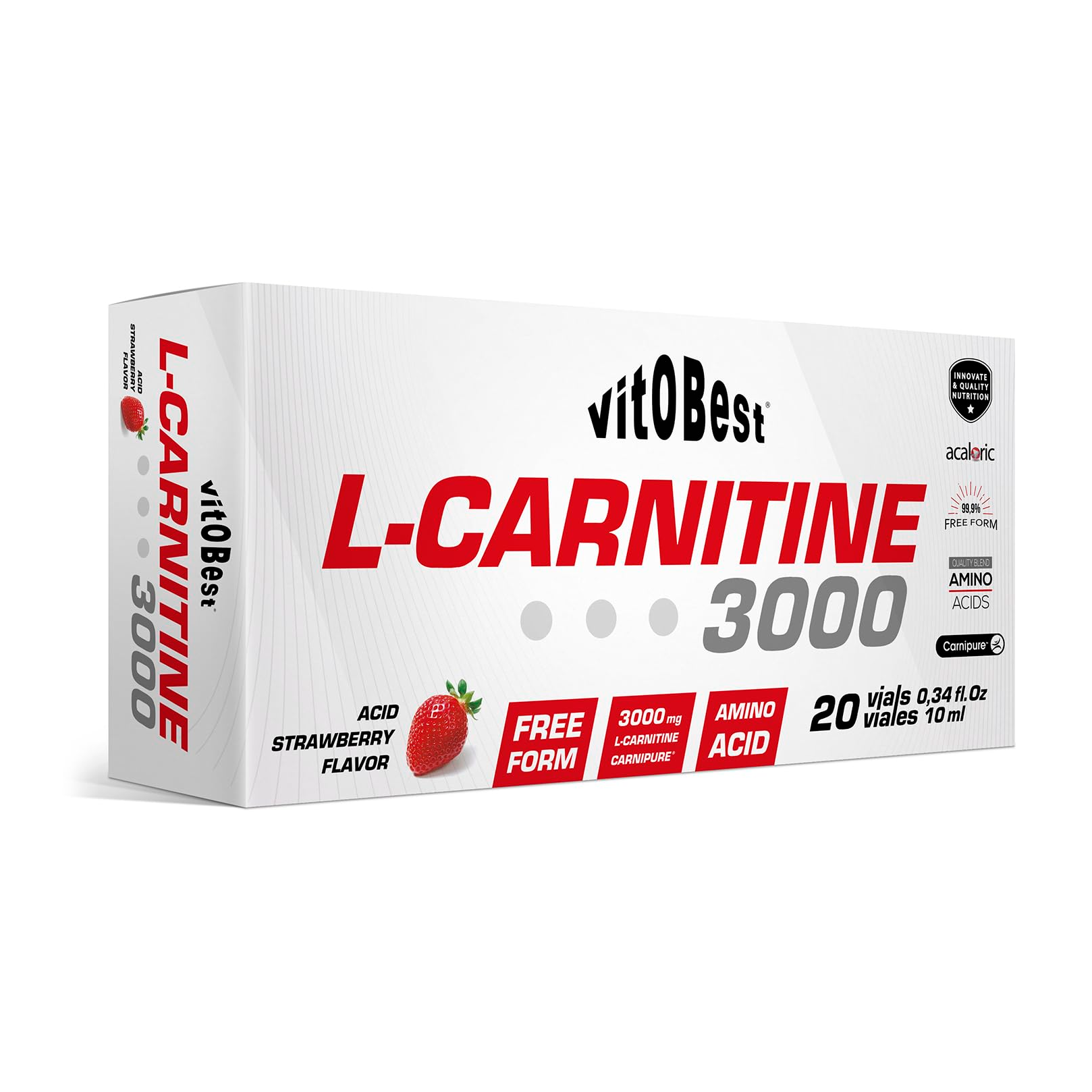L-Carnitine 3000 · Fresa ácida, 20 viales · 10 ml